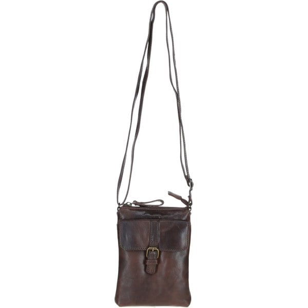 Compact Leather Phone Bag with Adjustable Strap and Brass Hardware: tl-002