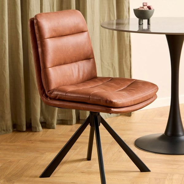 Furniture To Go Dean Brandy PU Swivel Dining Chair Set of 2