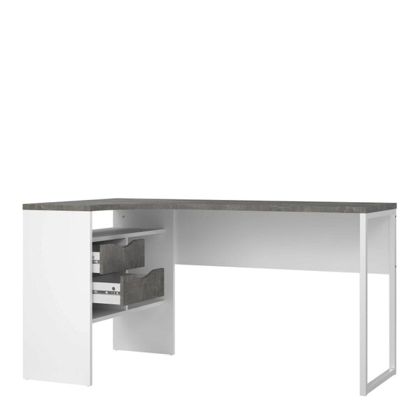 Wyld Haus Billabong White and Grey Wood Corner Desk 2 Drawers