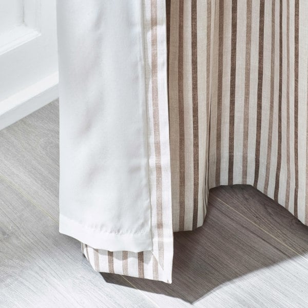 Catherine Lansfield Logan Stripe Lined Eyelet Curtains Natural