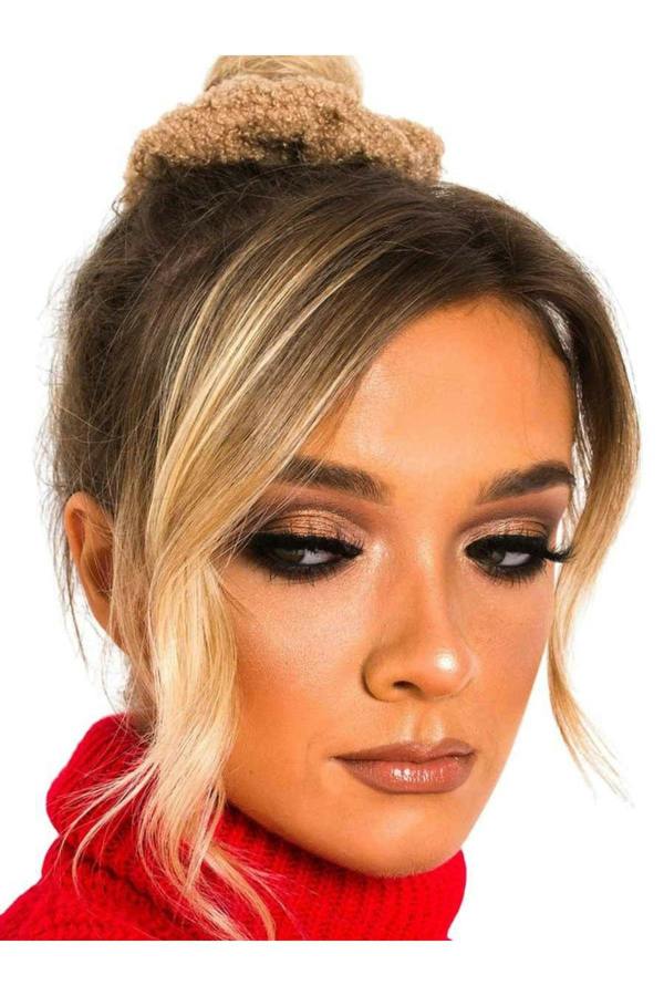 Ola Teddy Style Hair Scrunchie - Brown