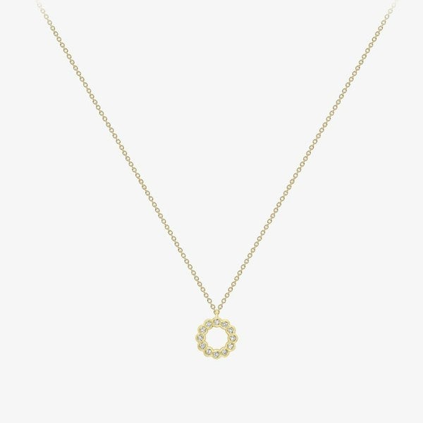 T. H. Baker 18ct Yellow Gold Multi Diamond Open Circle Necklace 12125147266