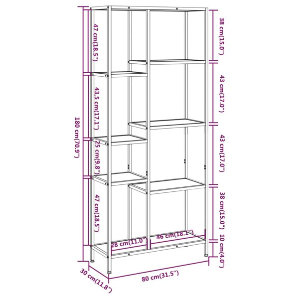 Berkfield Book Shelf 80x30x180 cm Steel and Engineered Wood