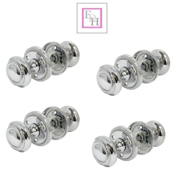 EDH Door Hardware Polished Chrome Georgian Round Door Knobs – 4 Pairs