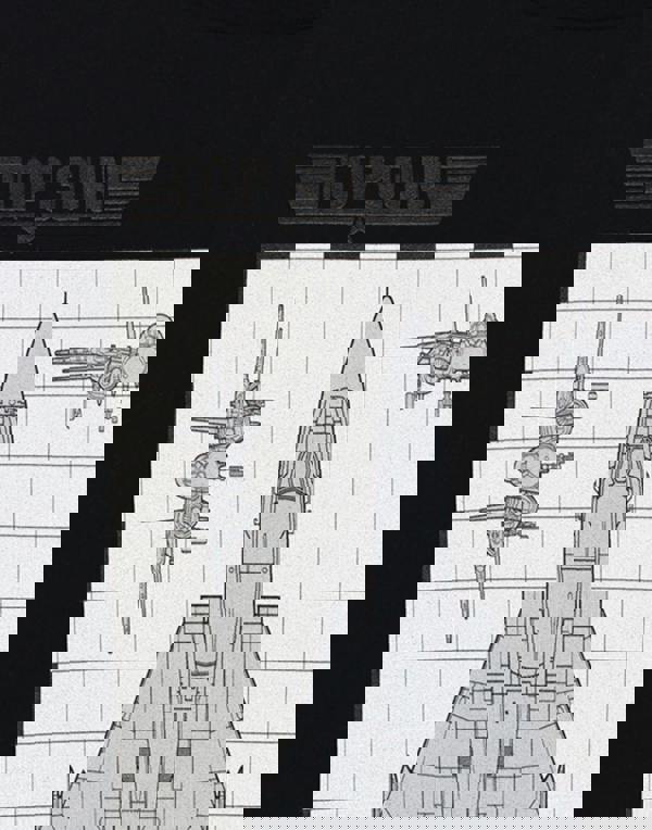 Top Gun Mens Black Fighter Jet Blue Print Short Sleeved T-Shirt