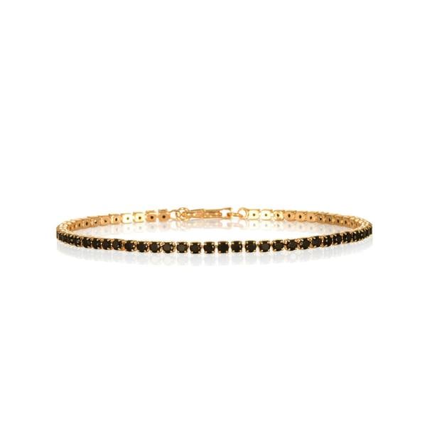 Zavana Dainty 2.5 mm Black Gold Tennis Bracelet with Black Cubic Zirconia Stones for Women