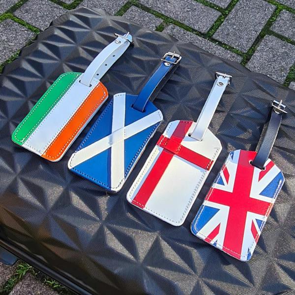 Zatchels Leather Luggage Tag - White & Red - England