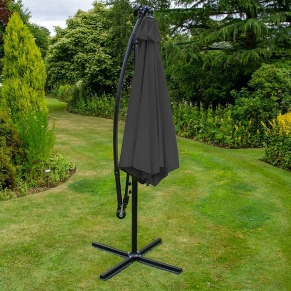 Monstershop Grey 3m LED Cantilever Parasol