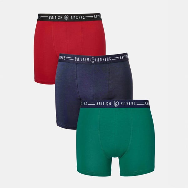 Three-pack British Boxers Men's Stretch Trunks – Heritage Colours - British Boxers