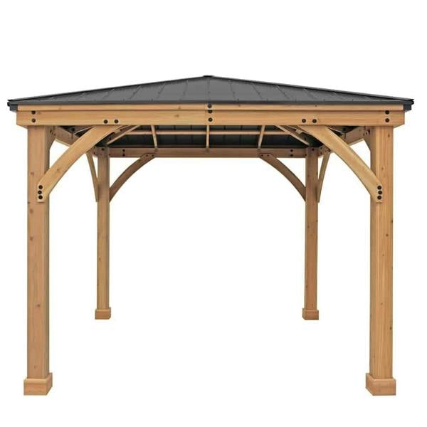 Yardistry Wooden Gazebo 12ft x 12ft (3.7m x 3.7m), Meridian Series 3.7m x 3.7m Wooden Gazebo 10
