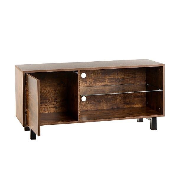 MMT Furniture Designs TV Stand Cabinet Rustic Oak for 42-55 inch TV's On Steel Legs Cabinet 110cm