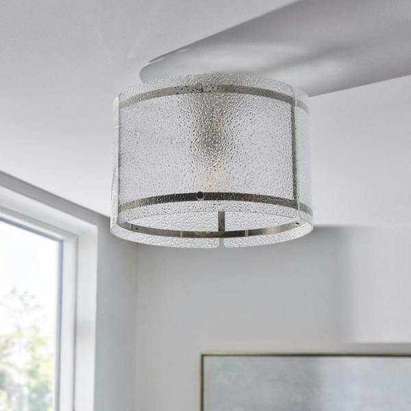 Pagazzi Lighting Traynor Clear And Satin Nickel Flush Ceiling Light