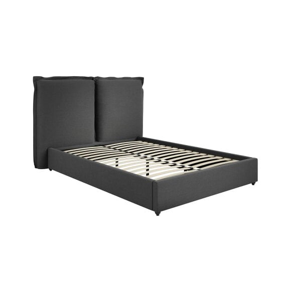 Wyld Haus Wexford Deep Grey Linen  Upholstered 6ft Super King Size Bed Pillow Headboard