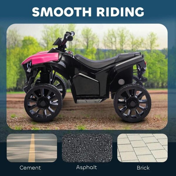 6V Kids ATV, 4 Wheeler Electric Ride on Car with Music and LED Headlights, for Ages 18-56 Months Boys and Girls, Pink