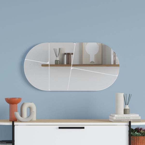 Decortie Otis Modern Unframed Mirror Wall-mounted Bathroom (H) 40cm (W)80cm