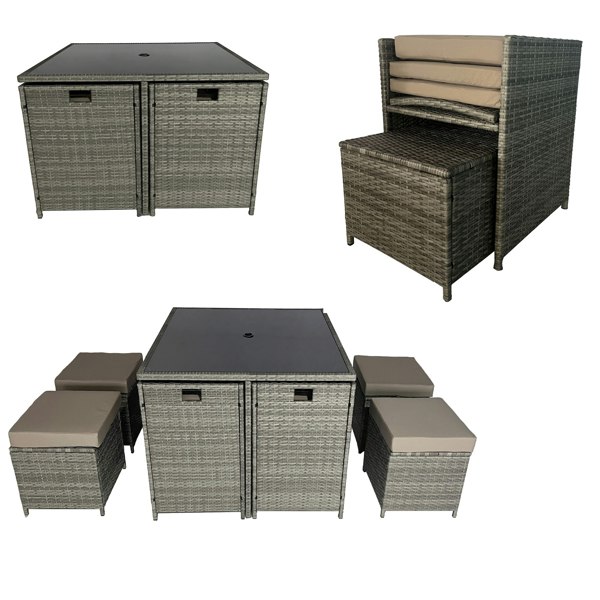 Furniture One Aluminium Garden Furniture Sets,  Patio Corner Sofa Set with Cushion, Aluminium Coffee Table, Aluminium Frame Conversation Set