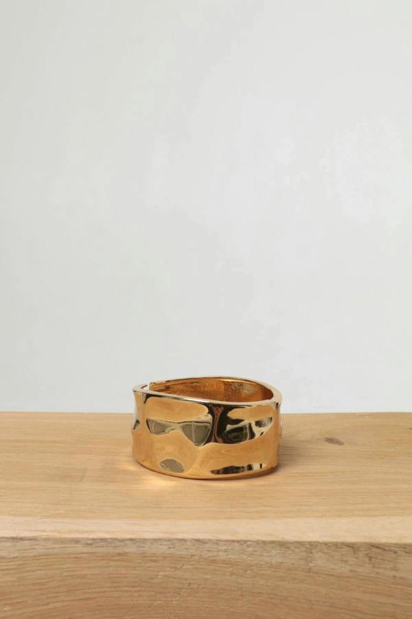 Gold | Metallic Texture Wide Statement Bracelet
