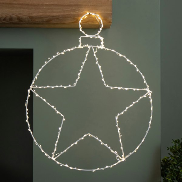 Samuel Alexander 48cm Light up Hanging Christmas Star Bauble with 236 Warm White LEDs