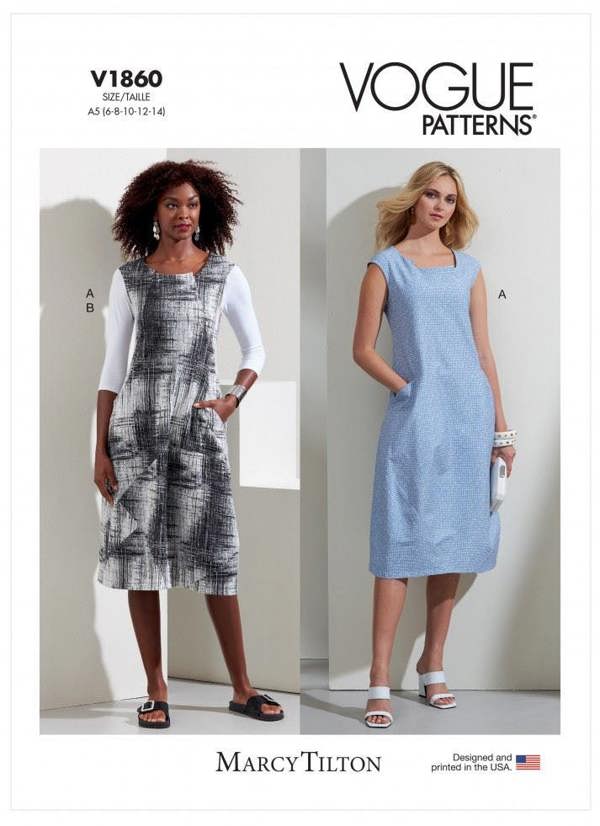 Vogue Sewing Pattern 1860, Dresses, Tops for Women, A5 (6-8-10-12-14) - Intermediate