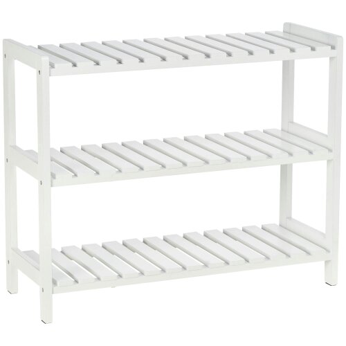 Wyld Haus Vafino Wooden White 3 Tier Slatted Shoe Rack With Slatted Shelves
