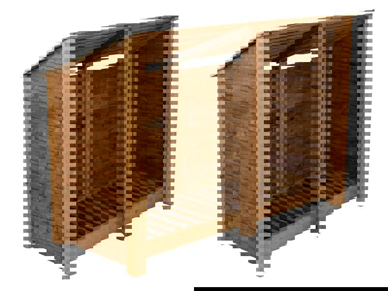 Arbor Garden Solutions Wooden Log Store (Roof Sloping Back) W-187cm, H-126cm or 180cm, D-88cm - Brown Finish