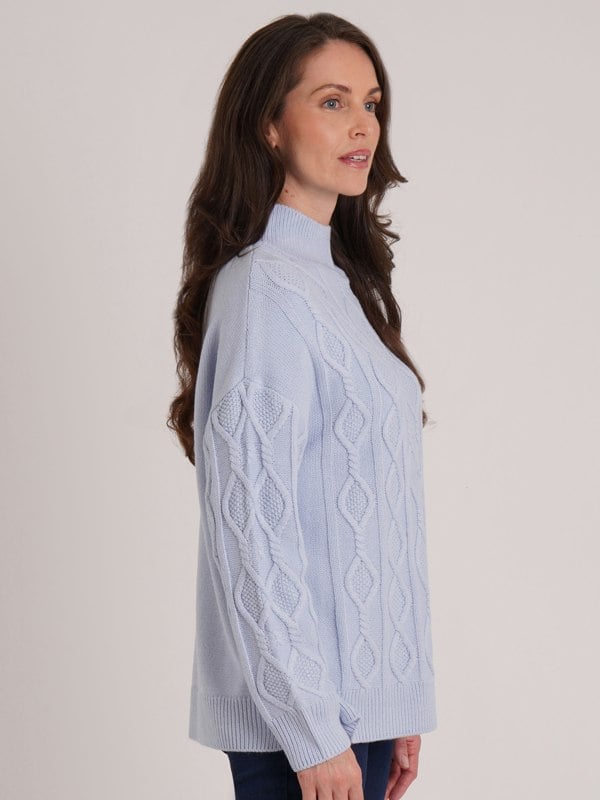 VIZ-A-VIZ Cable Knit Cowl Neck Jumper