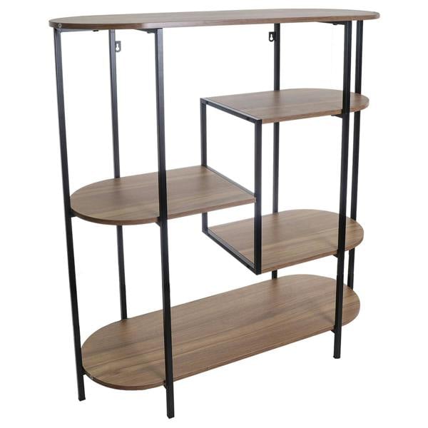 Gr8 Home Wood Metal Oval Shelving Unit Display Bookcase Storage Shelf Side Console Table