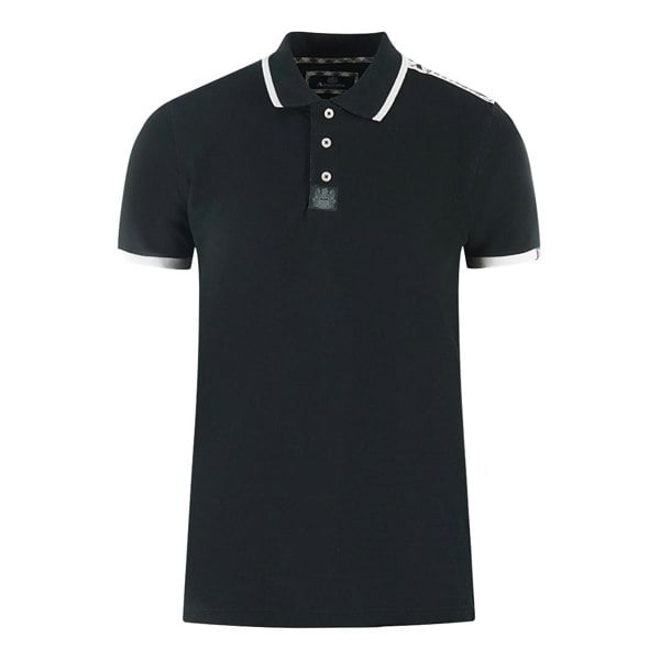 Aquascutum Branded Shoulder Tipped Polo Shirt - Black