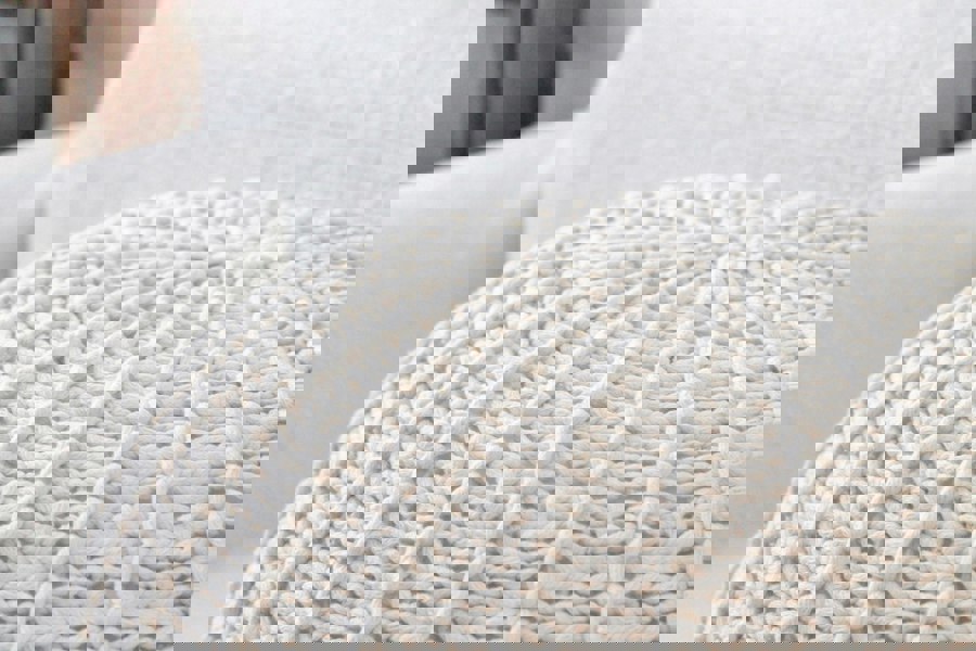 Large knitted pouffe IVORY - Zuri House