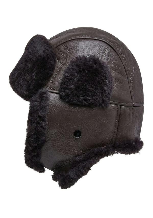 Infinity Leather Mens RAF Aviator Sheepskin B-55 Trapper Hat Winter Warm Leather Navigator Hat