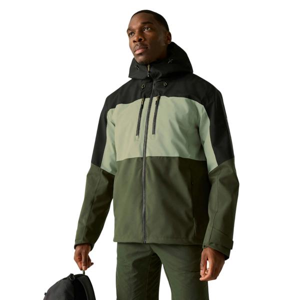 Regatta Mens Maland II Waterproof Jacket - Sage/Black/Dark Khaki - 