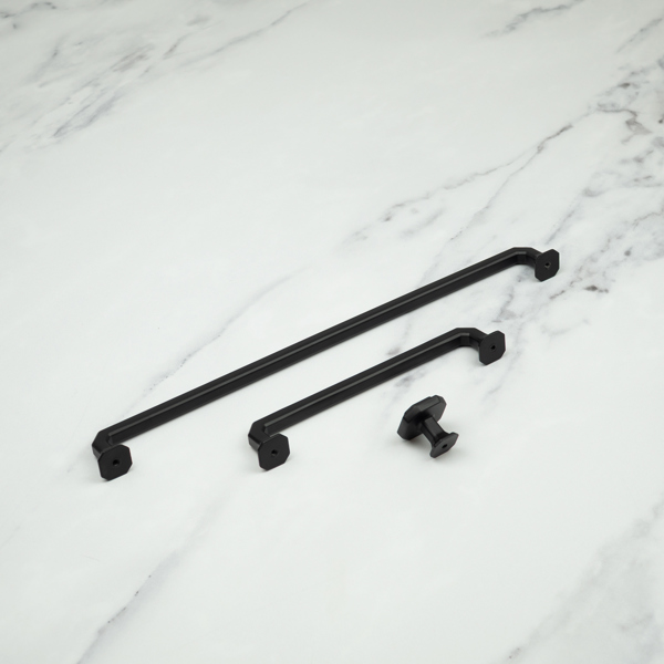 Handle & Home Matt Black Octagonal Cabinet Handles & Coordinating Knob