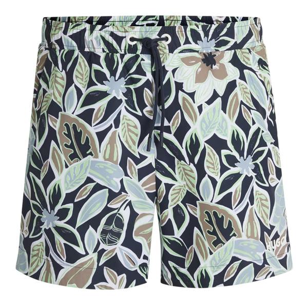 Hugo Boss Mens Floral Pattern Regular Swim Shorts - Navy - 