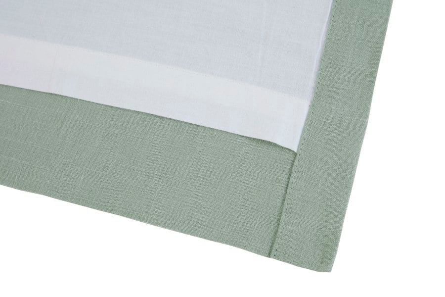 Lazy Linen Pure Washed Linen Lined Eyelet Curtains - Green