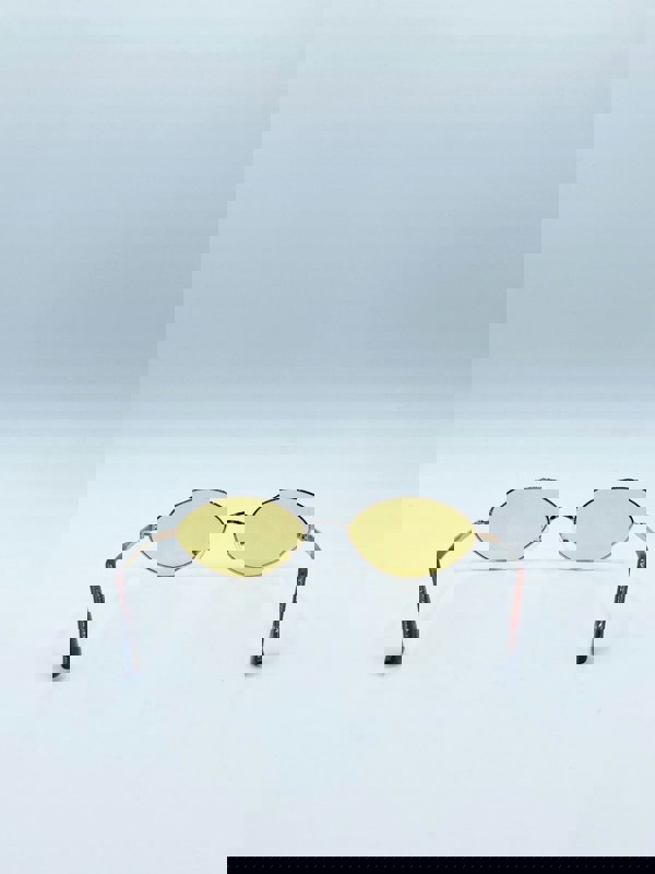 SVNX Metal Oval Frame Sunglasses with Orange Lenses