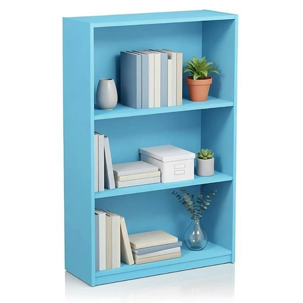 WALPLUS JAYA Simple Home 3-Tier Adjustable Shelf Bookcase, Light Blue | Stylish Wall Art for Modern Homes