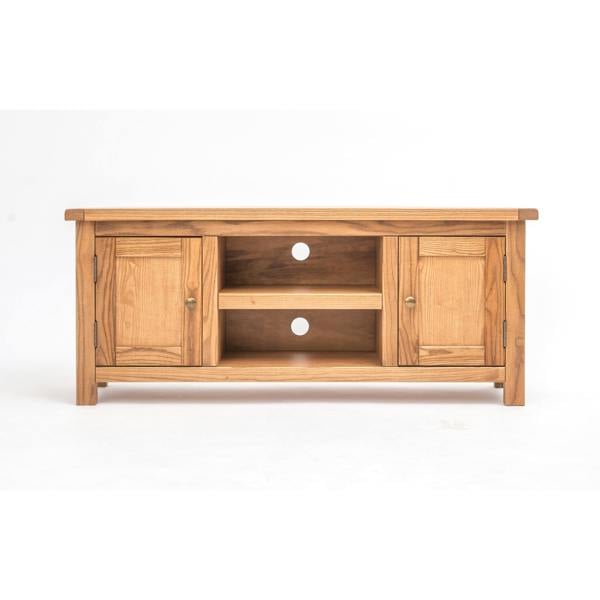 Trivento Light Wood 2 Door TV Cabinet Brass Knob