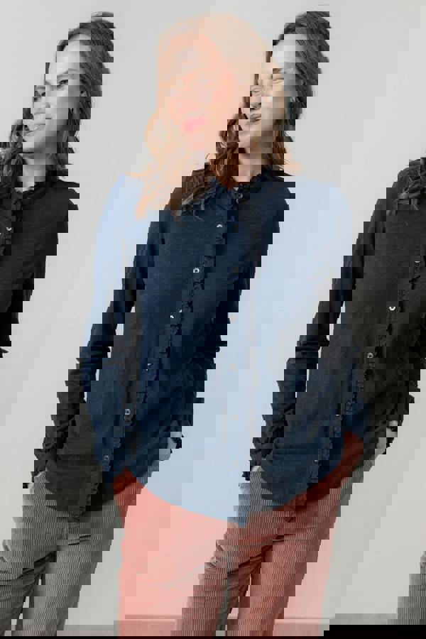 Lily & Me Sage Frill Organic Cotton Blouse Navy