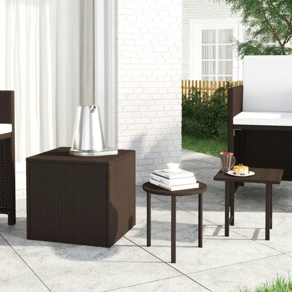 Berkfield Side Tables 3 pcs Brown Poly Rattan