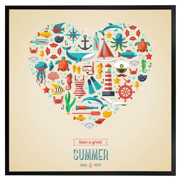 Benjamin Tate Design Love heart of sealife & nautical items (Picutre Frame)
