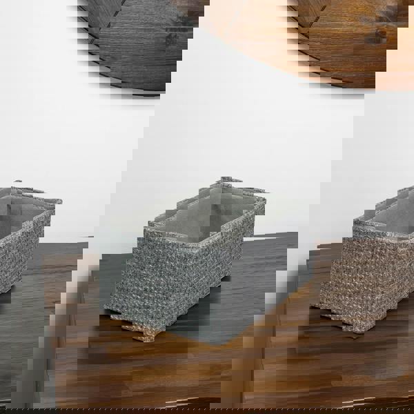 JVL Chroma Rectangular Fabric Storage Baskets for Home Organisation, Set of 2, Grey