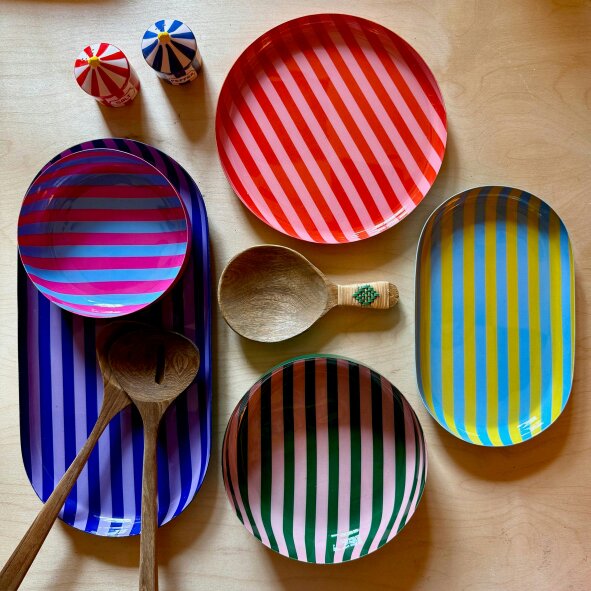 Love Frankie Large Stripy Oval Trays - 5 Colours Available