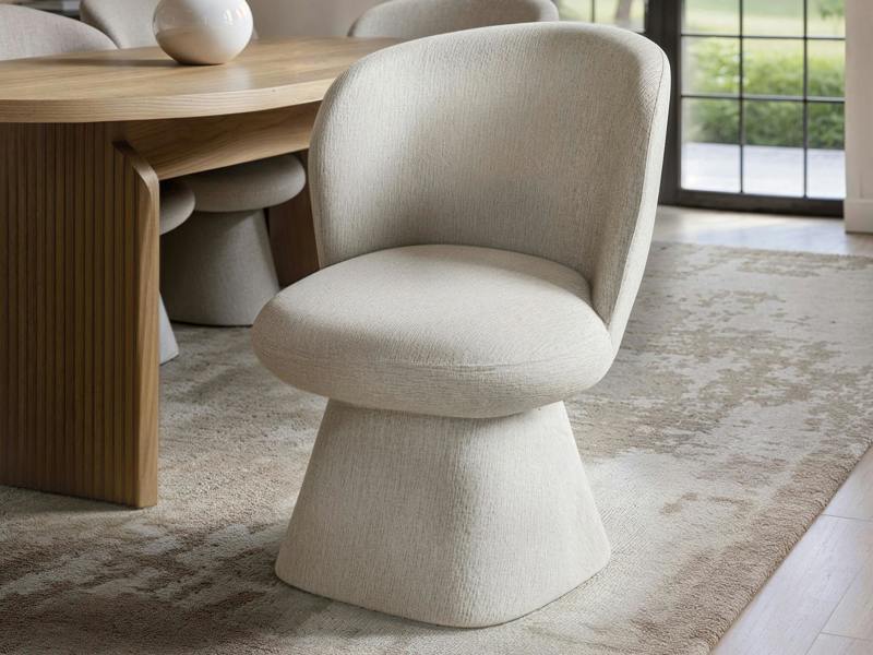 SOLACE+CO Varm Wooden Ribbed Dining Table with Aiko Chairs Set