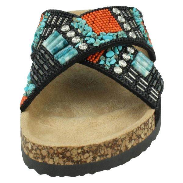 Spot On Ladies Spot On Beaded Mules F00347