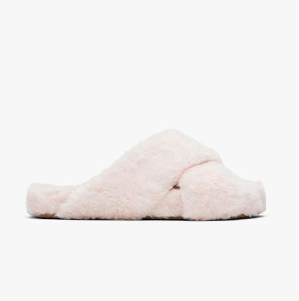 TOMS SUSIE Womens Faux Fur Mule Slippers Pink