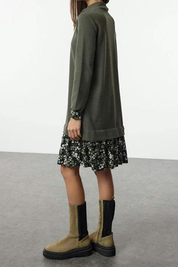 WOVCOR Mini Selanik Stand Collar Knit Dress