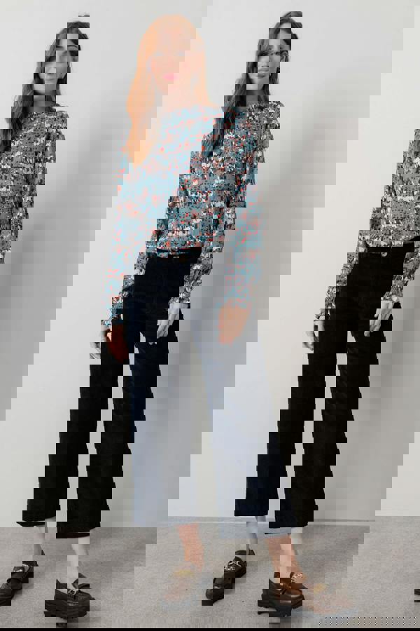 Lily & Me Isla Stretch Jumbo Corduroy Cropped Trousers Navy