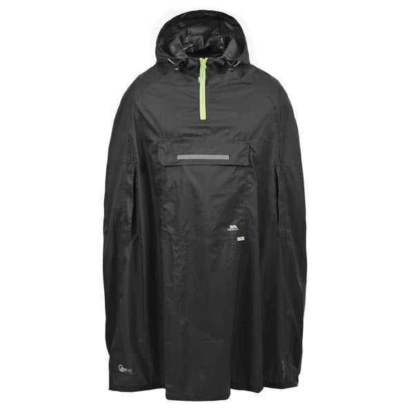 Trespass Qikpac Unisex Hooded Waterproof Packaway Poncho - Black - 