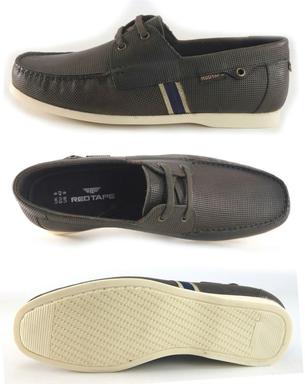 Thomas Crick Red Tape Crick Mens Casual Leather Pepperpot Lace Up Boat Shoes