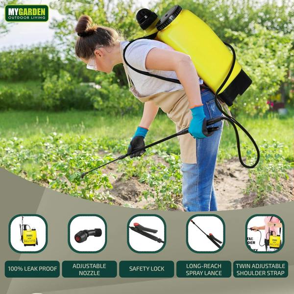 My Garden Outdoor Living Knapsack Sprayer with Adjustable Nozzles - Garden Manual Pressure Sprayer With Long Lance 10kPa Pressure Sprayer